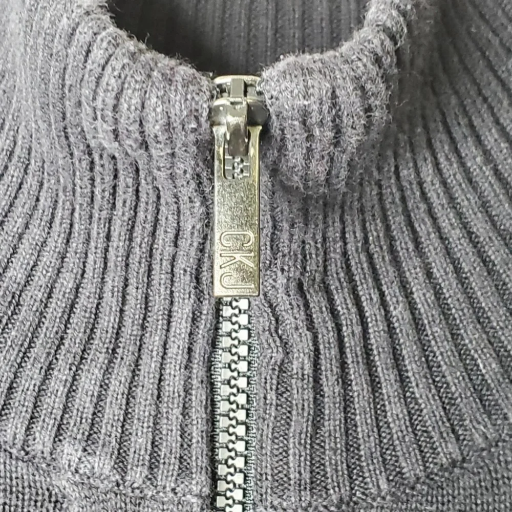 Calvin Klein Jeans Quarter Zip Pullover Sweater Gray Size Large